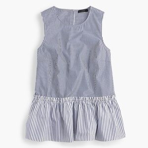 J. Crew Button Back Stripe Peplum Top